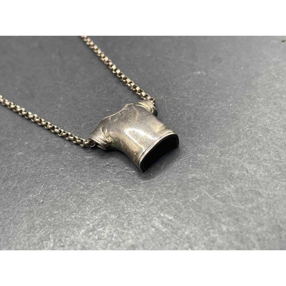 Vintage J&C Ferrara Co Inc. Sterling Silver 925 Shirt Pendant Chain Necklace 15" - Picture 3 of 9
